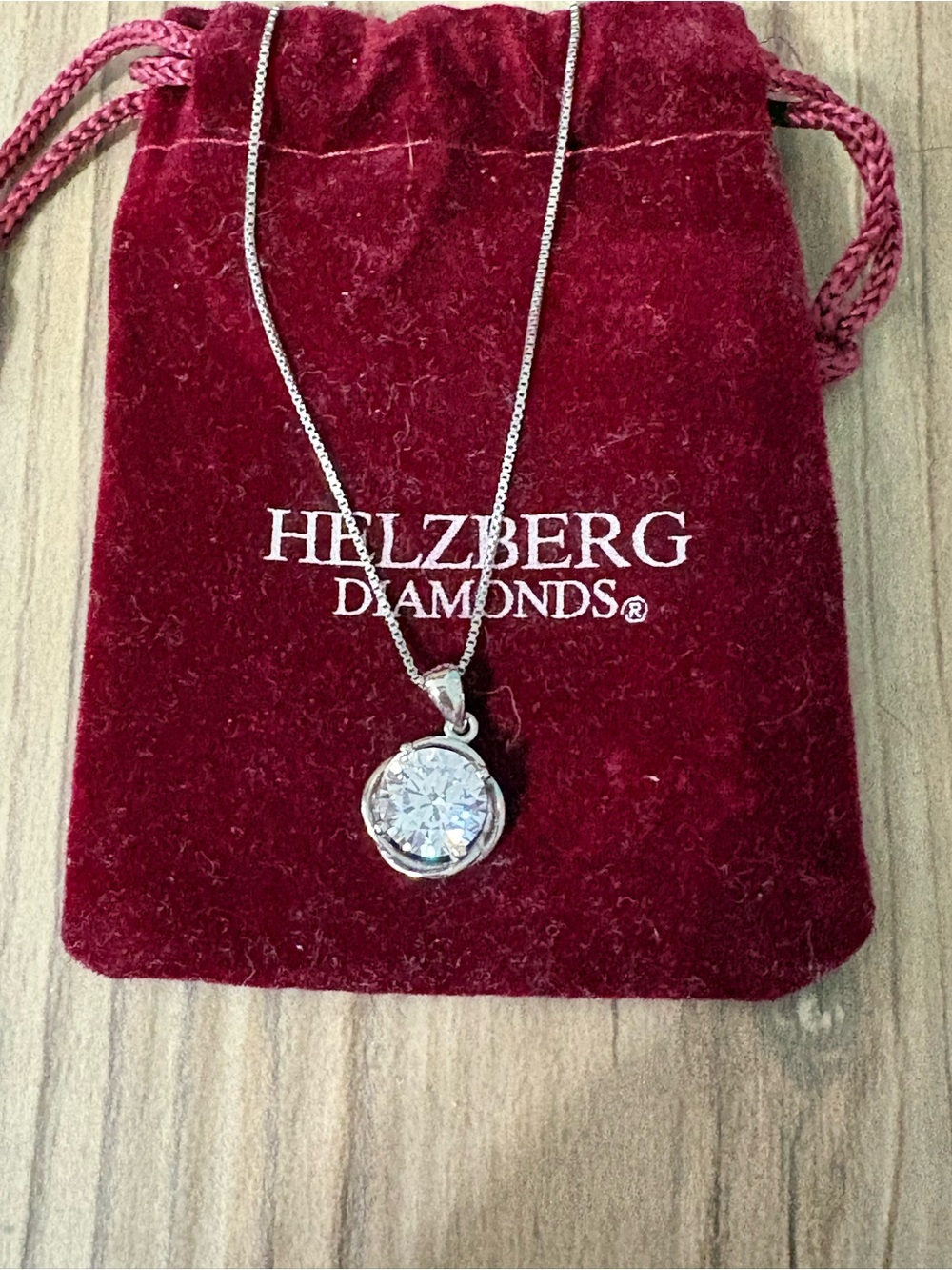 Helzberg Diamonds Silver Pendant Necklace with Clear Solitaire Crystal - White
